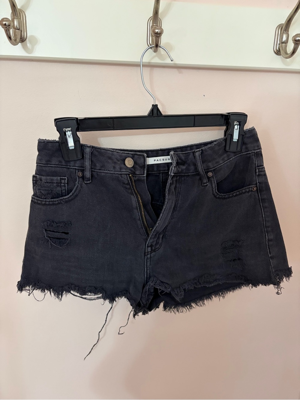 PacSun Women’s Black Distressed Denim Shorts